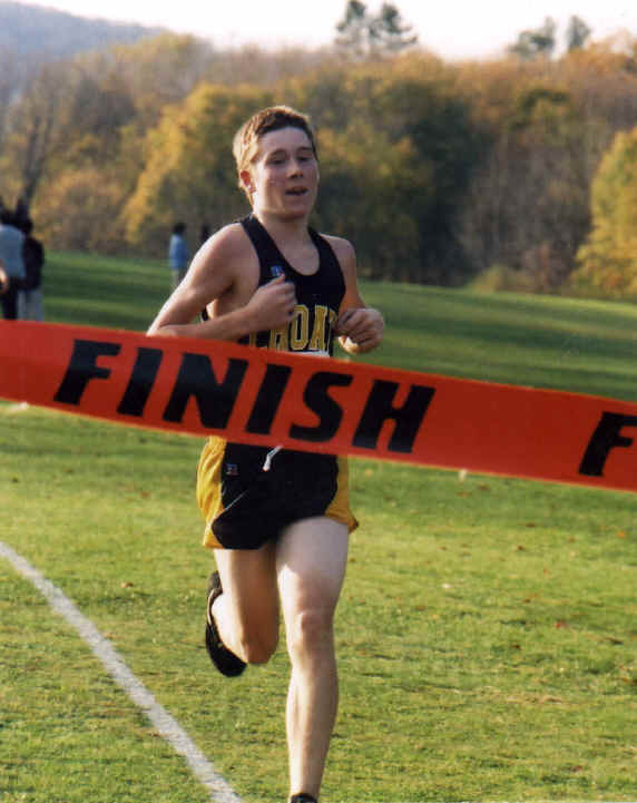 Diego Long '01 winning the JV race at the 2000 Founders League Championships.
